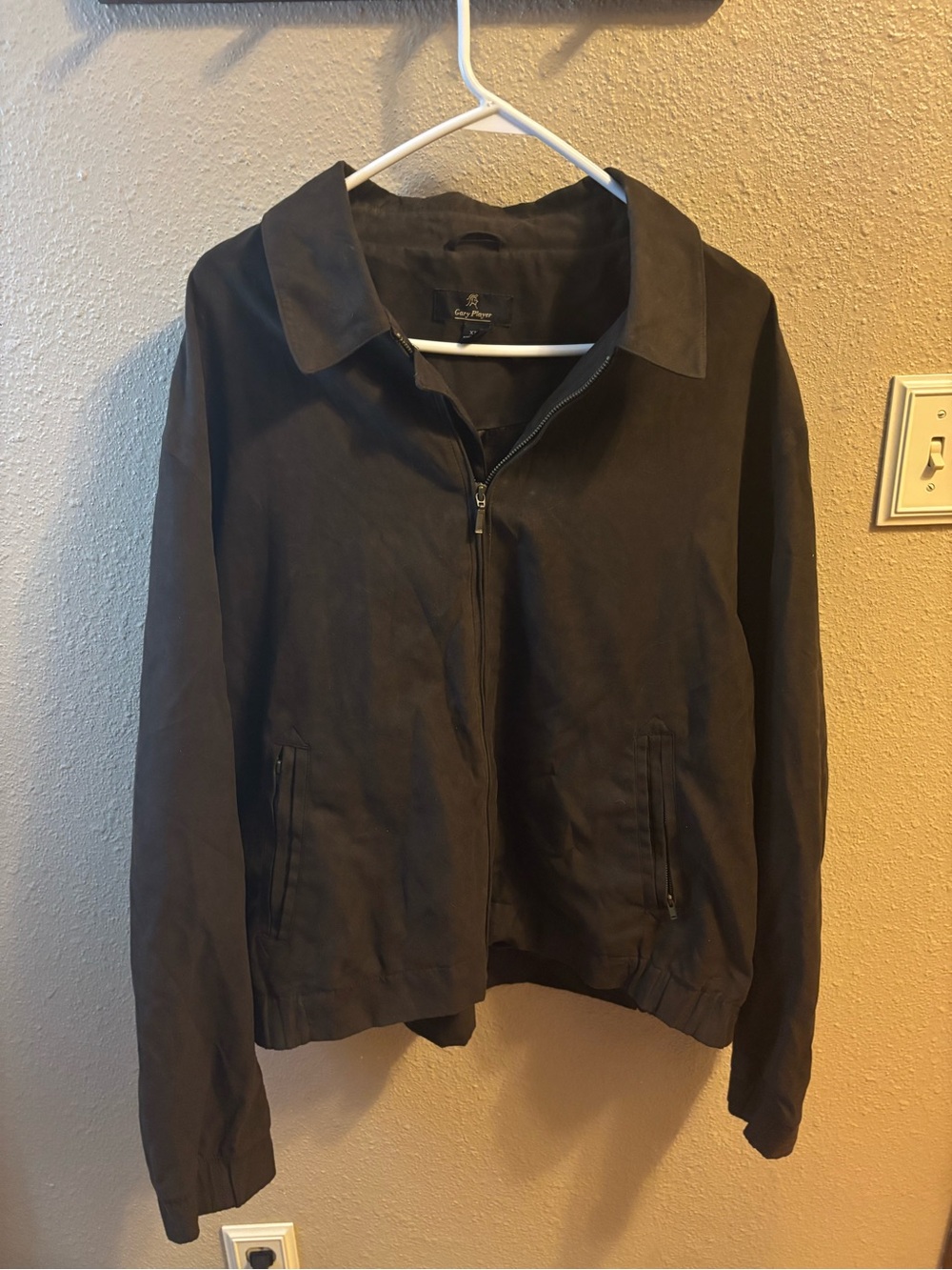 Cole Haan Brown Faux Suede Zip-Front Lightweight Jacket